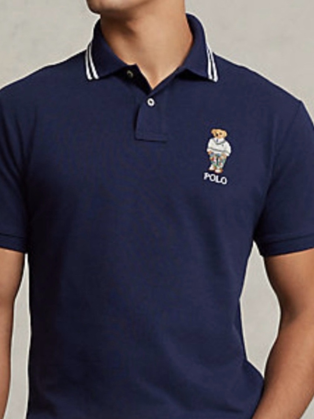 Polo by Ralph Lauren Navy Bear-Embroidered Polo by Ralph Lauren Shirt - Picture 2 of 5
